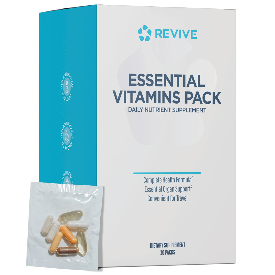 Revive MD Essential Vitamin Packs for Women & Men, Vitamins Pack Daily Nutrient Supplement - Travel-Friendly Multivitamin Packets with Arjuna & Turmeric Extract Support Heart, Joint, & Organ Health