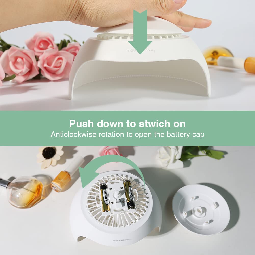 Nail Dryer for Kids Teens Beginners: Safe Nail Dryer for Regular Polish with Fan & Light Battery Powered - Non-Hands Tanned Version