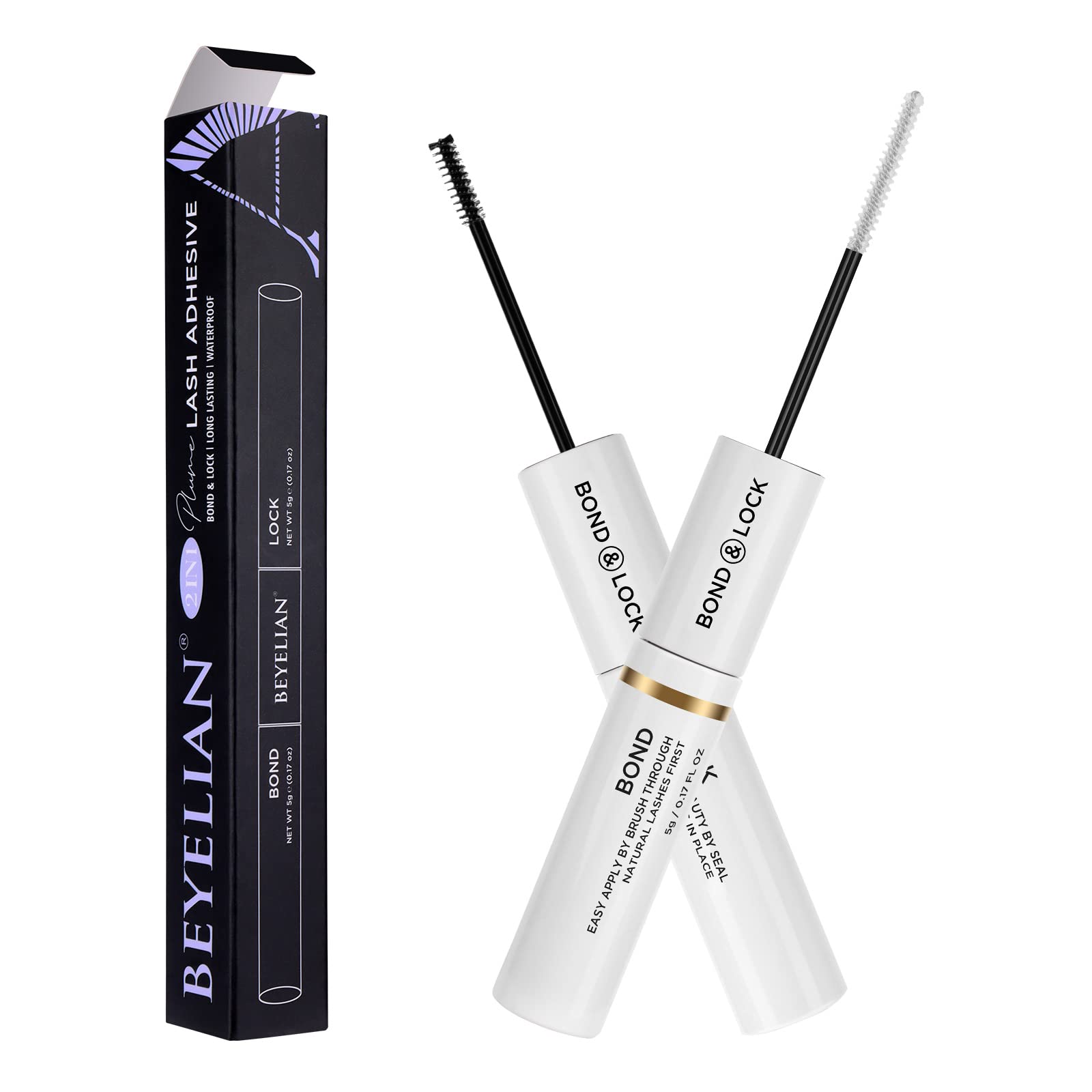 BEYELIAN Lash Bond and Seal, Cluster Lash Glue for Individual Cluster Lashes DIY Eyelash Extensions Latex Free Aftercare Sealant with Mascara Wand Super Strong Hold 72 Hours