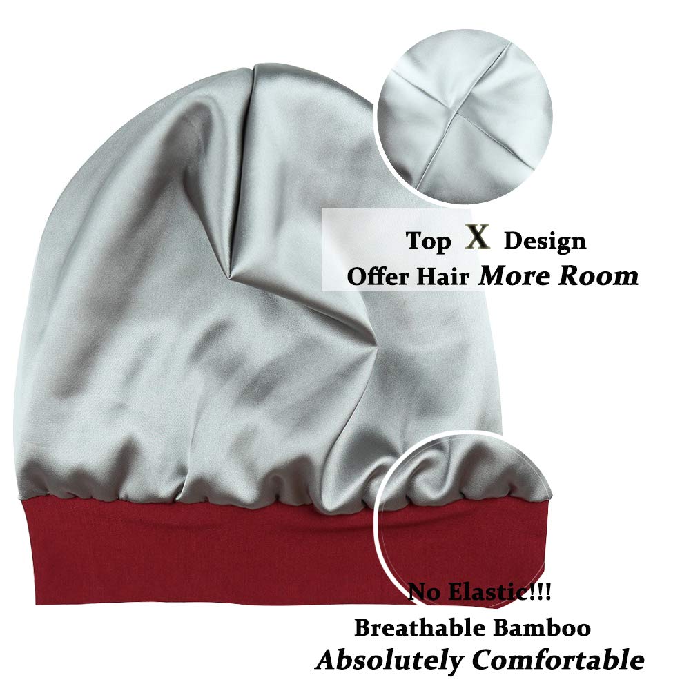 Soft Sleep Cap Protect Hair Bonnet Gifts for Daughter Night Headwear Burgundy