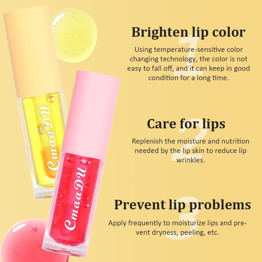 BINGBRUSH 6 Pcs Fruity Color Changing Lip Gloss lipstick, Pink Magic Mood Lip Oil Tinted,Temperature Color Change Lip Stain Lip Balm, Longlasting Lips Will Not Dry Out
