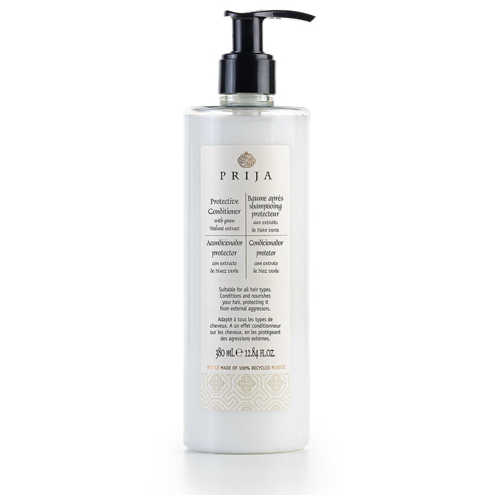 Prija Protective Hair Conditioner with Green Walnut Extract (12.84 fl oz) - For all Hair Types - Vegan Friendly - Dermatologically Tested - Made with 100% Recycled Bottle