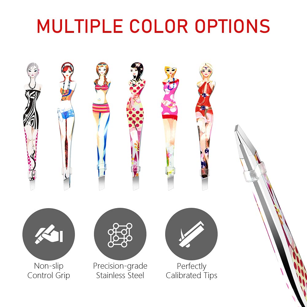 Pinkiou Professional Slant tip Eyebrow Tweezers beauty cosmetic makeup clip 6 pcs (Bikini) by Pinkiou