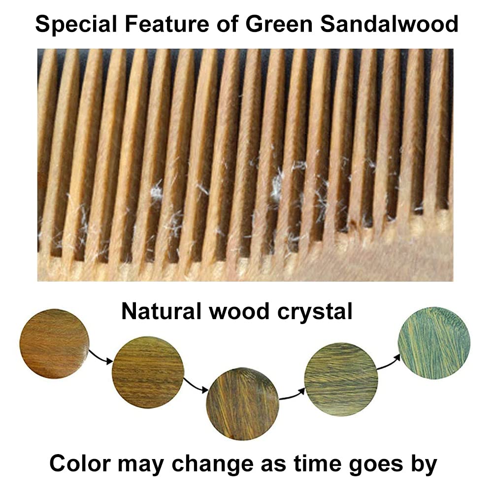 EQLEF Natual green sandalwood no static handmade comb