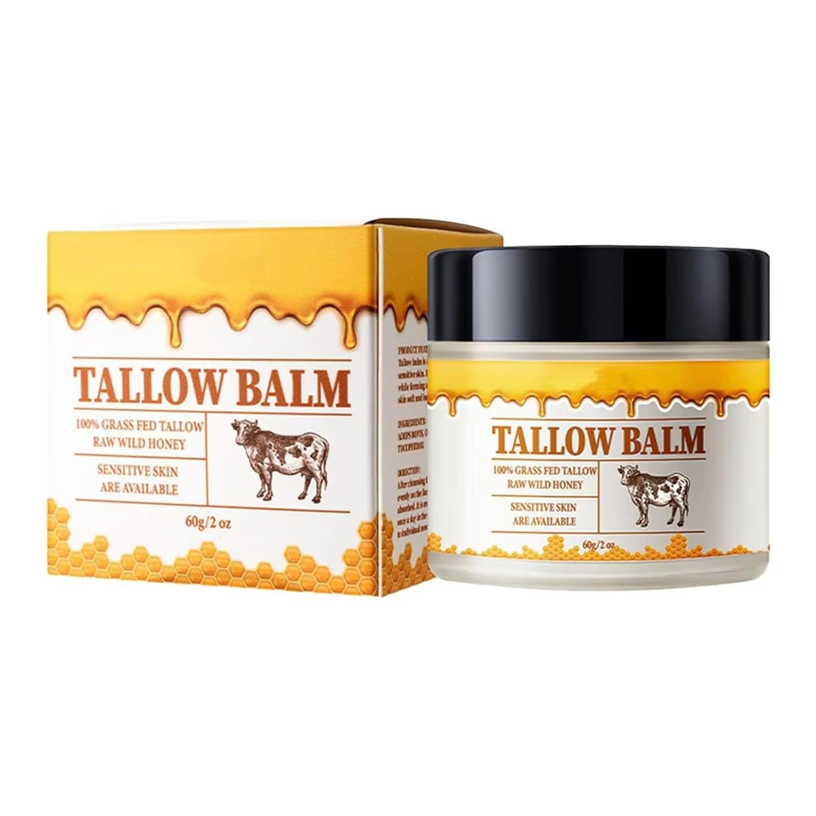 gcdat Beef Tallow, Tallow and Honey Cream, Beef Tallow for Skin, Grass-Fed Beef Tallow & Raw Wild Honey Blend, All-Natural Moisturizer for Face & Body