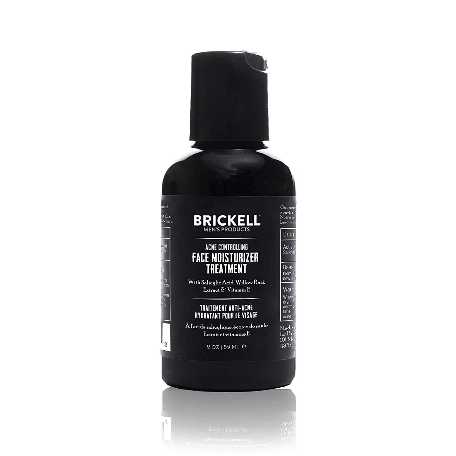 Brickell Men's Acne Controlling Face Moisturizer Treatment for Men, Natural and Organic Acne Face Moisturizer Treatment to Clear Acne, Even Skin Tone and Moisturize Skin, 2% Salicylic Acid, 2 Ounces