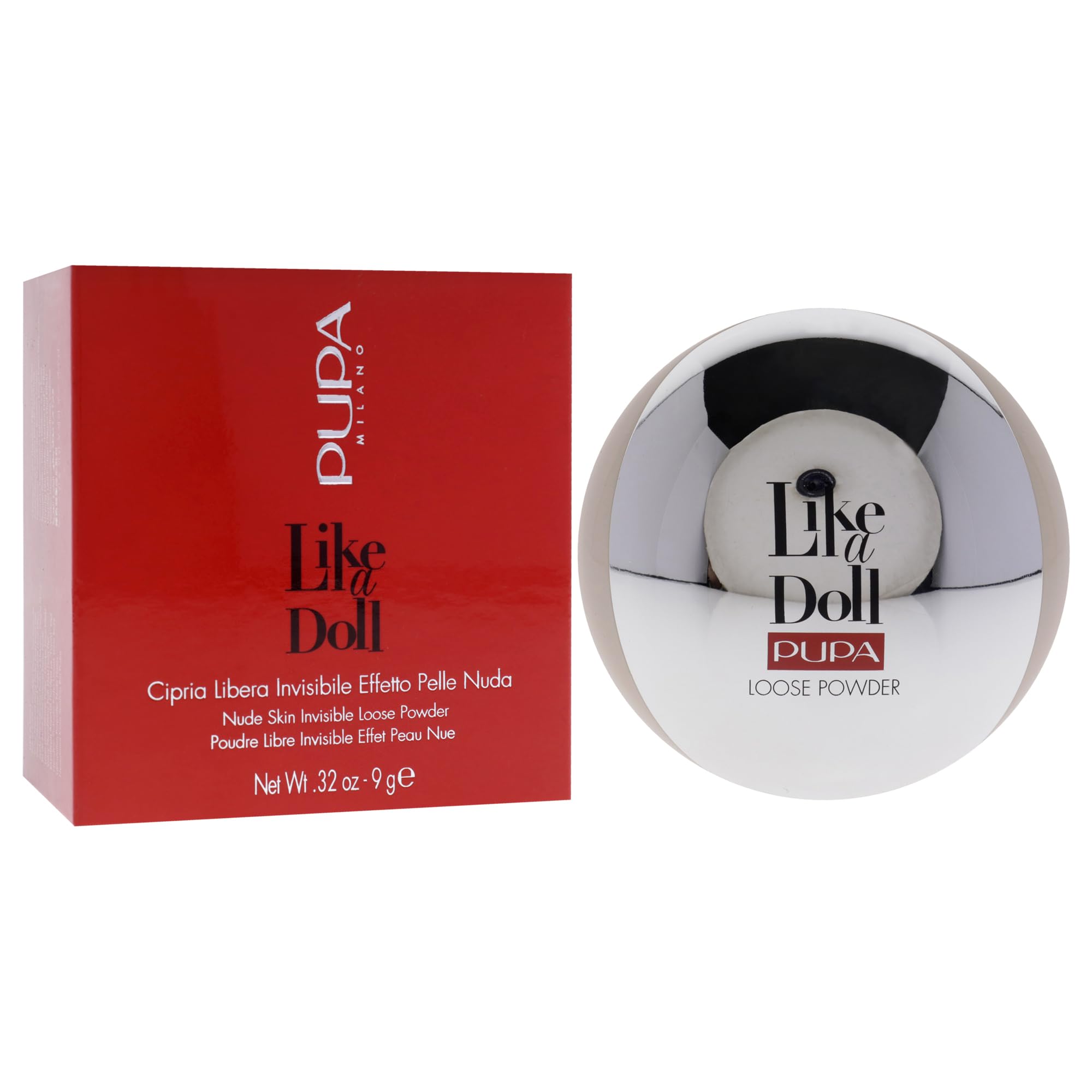 Pupa Milano Like A Doll Invisible Loose Powder - For a Radiant and Natural Look - Smooths Skin and Minimizes Blemishes - Perfectly Blends with Skin - 002 Rosy Nude - 0.32 Oz