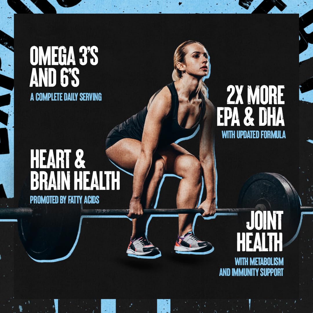 Animal Advanced Omega Essential Fatty Acids - High Potency 3500mg Omega 3 & Omega 6 Supplement with EPA, DHA, ALA, CLA, GLA for Heart, Brain, Joint, Skin, Eye, Metabolism, Immune Health - 30 Day Pack