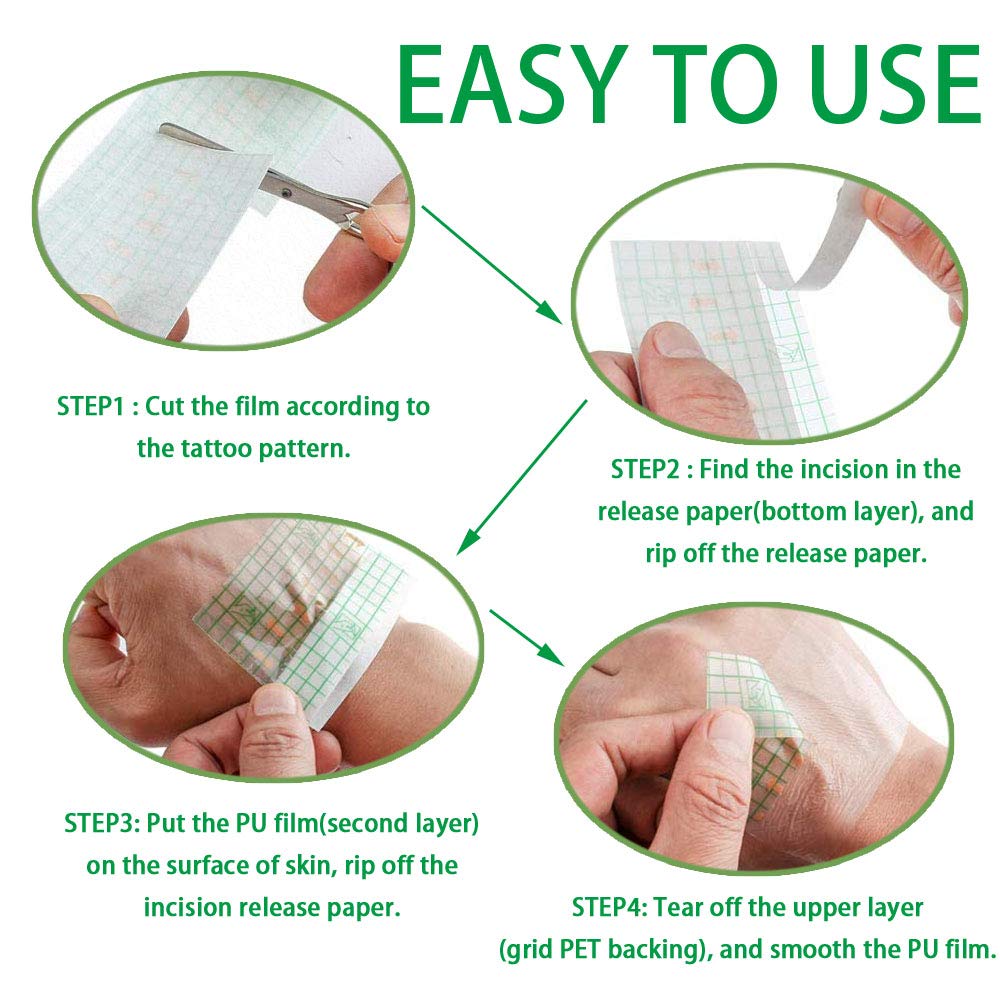 Tattoo Aftercare Bandage Roll 8x 2 Yard - Waterproof Transparent Film For Tattoos Initial Healing And Skin Repair Adhesive Tattoo Supply Wrap