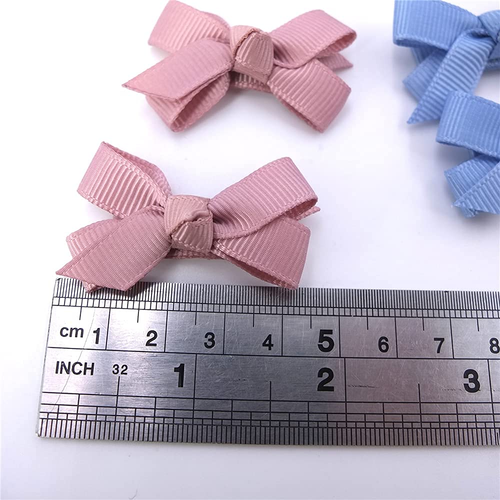 Boutique Baby Hair Clips Toddler Tiny Hair Bow Snap Clips in Fringe Bangs Hair Accessories Infant Baby Girls Kids Hair Bows (16 Colors)