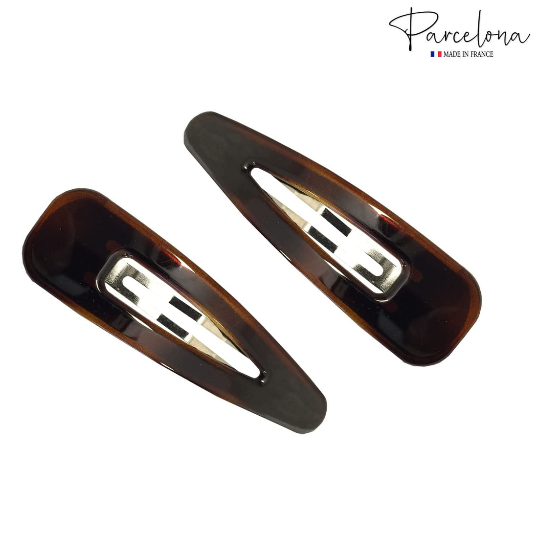 Parcelona French CLIC CLAC 2 Pieces Extra X- LARGE 3 1/4 Inch Tortoise Shell Snap Hair Clip Pins