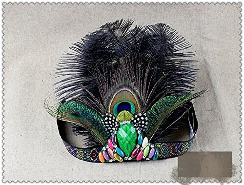 Women's Handmade Indian Feather Fascinator Headband, Black