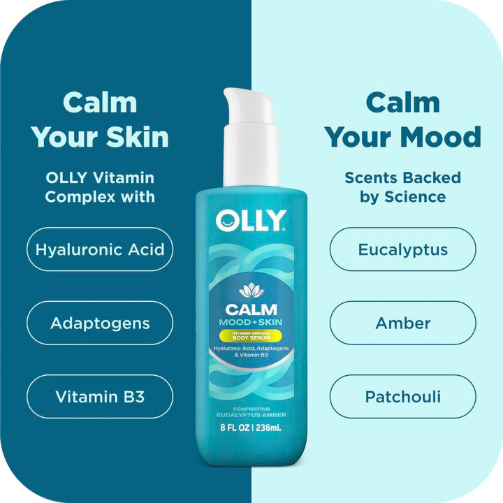 OLLY Vitamins Mini Body Serum & Body Wash Mixed Pack 4 Count Repairs Skin Barrier & Soothe Stress, TSA Approved