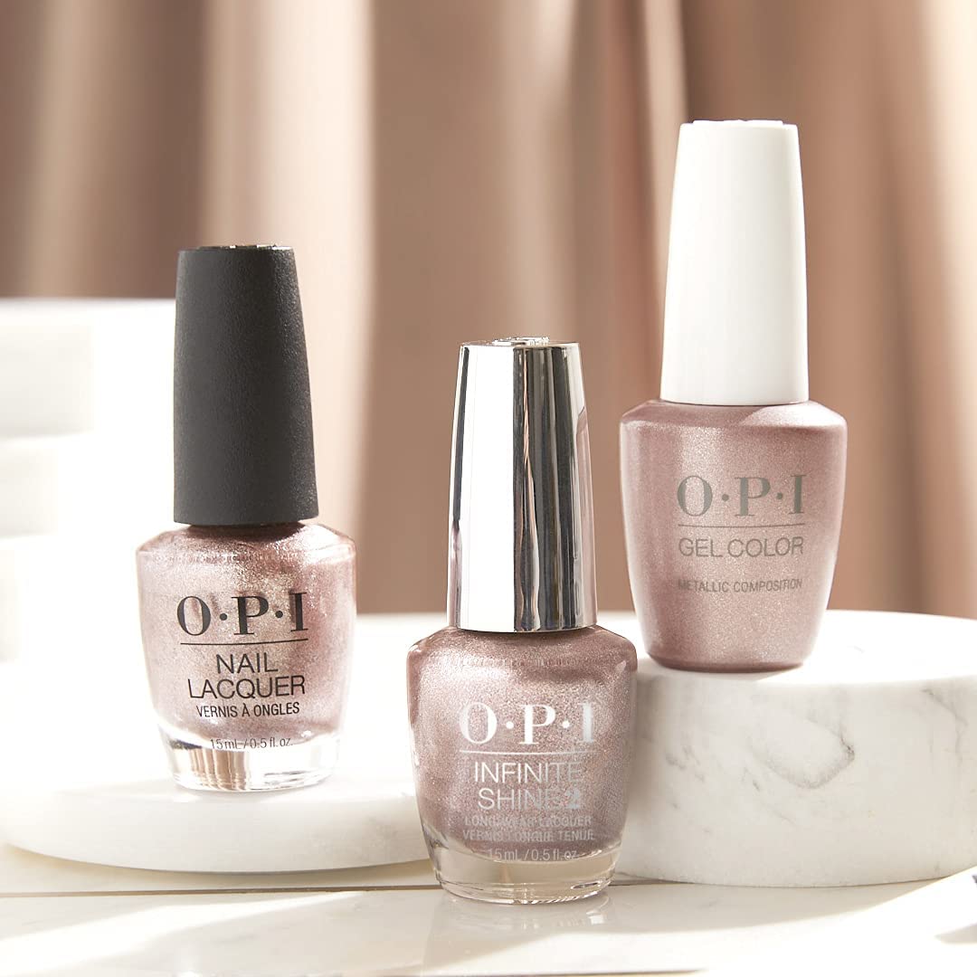 OPI Nail Lacquer Metallic Composition | Sheer Light Pink Metallic Chip Resistant Nail Polish | Downtown LA Collection