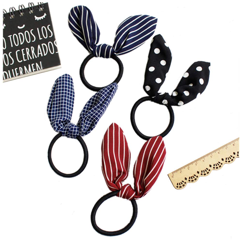 Casualfashion 12Pcs Lovely Rabbit Ear Hair Bow Ties Hairband Ponytail Holders