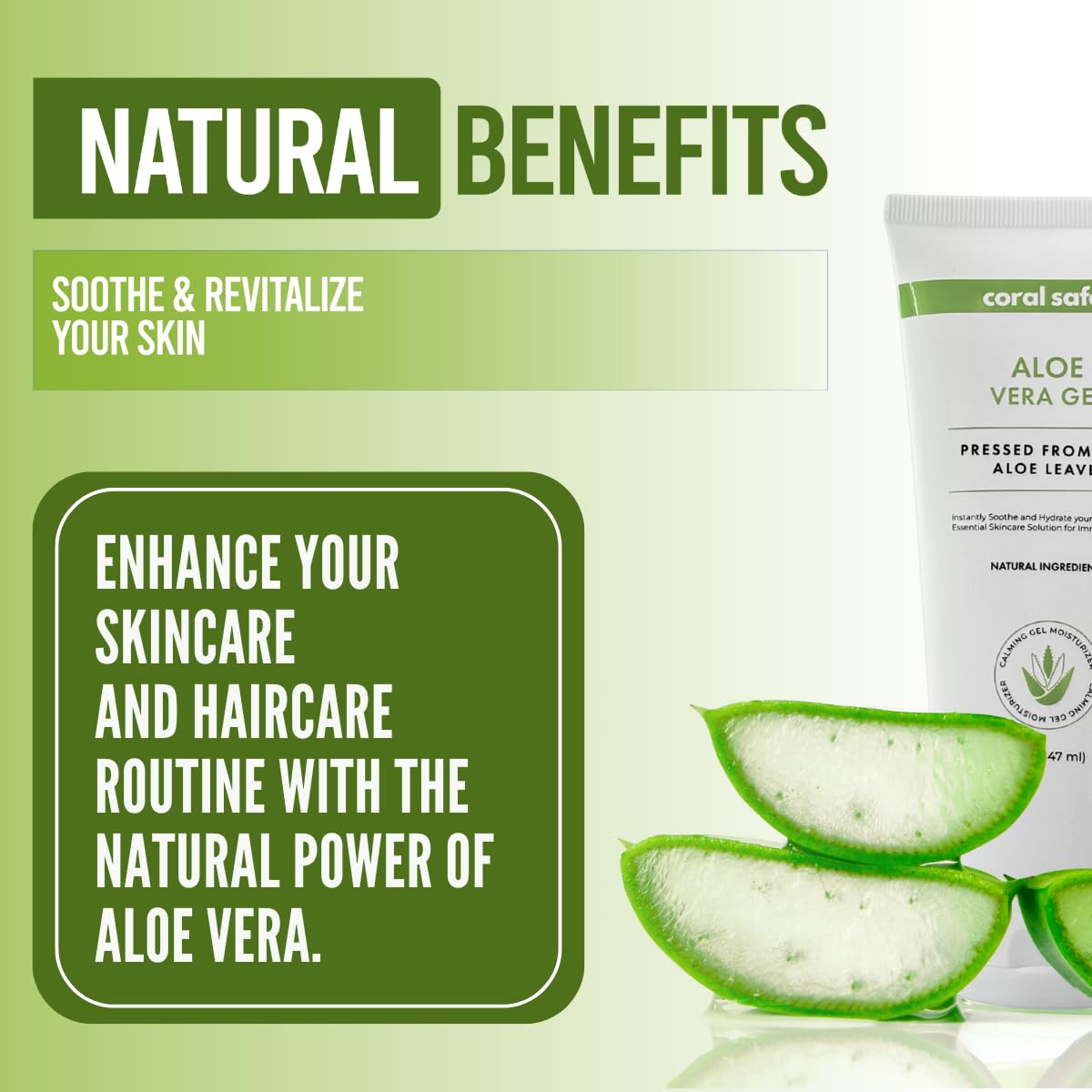 Coral Safe Pure Aloe Vera Gel For Face & Body, Made with Organic Aloe, Pressed from Fresh Aloe Leaves - 99% Aloe - for Hair, Skin & Sunburn Relief, Hydrating, Non-Greasy Formula, Unscented, 5 oz