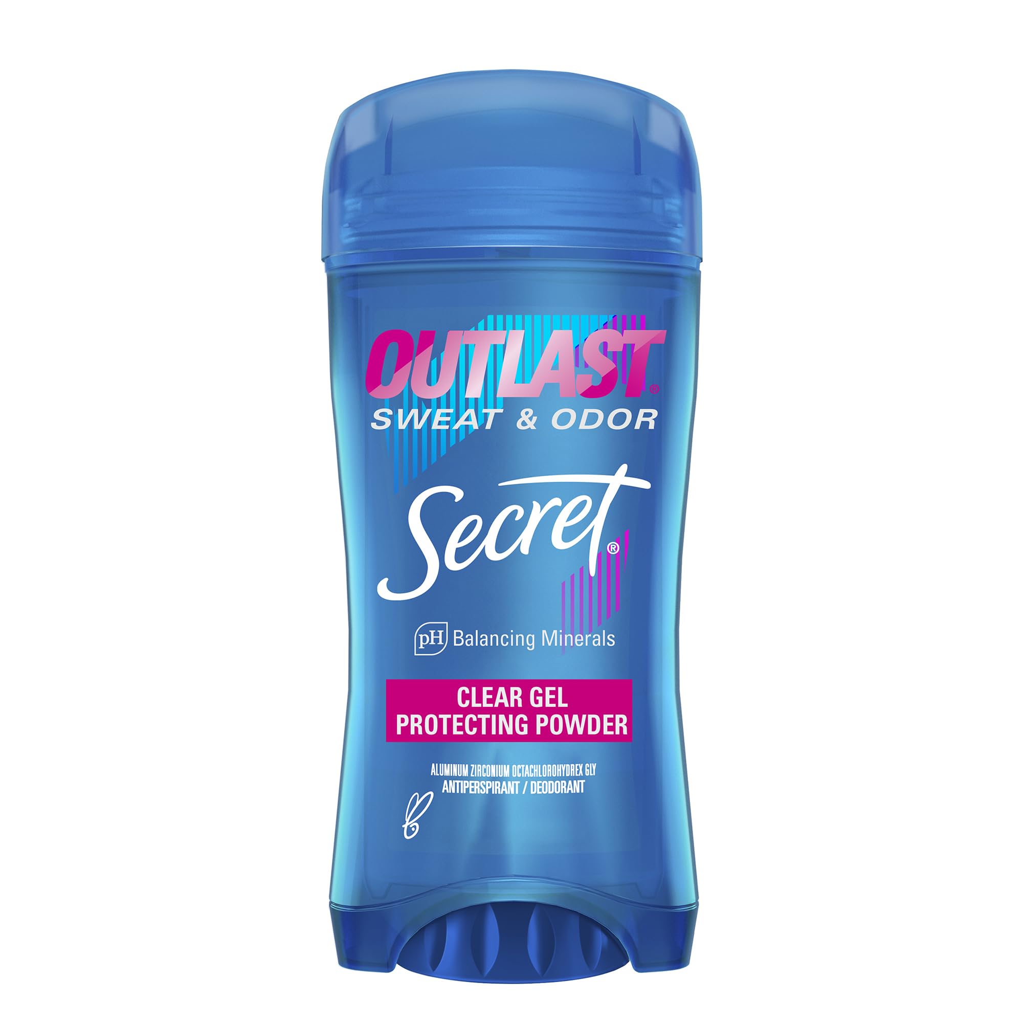 Secret Outlast Antiperspirant Deodorant for Women, Sweat & Odor Protection, PH Balancing Minerals, Clear Gel, Protecting Powder Scent, 2.6 Oz