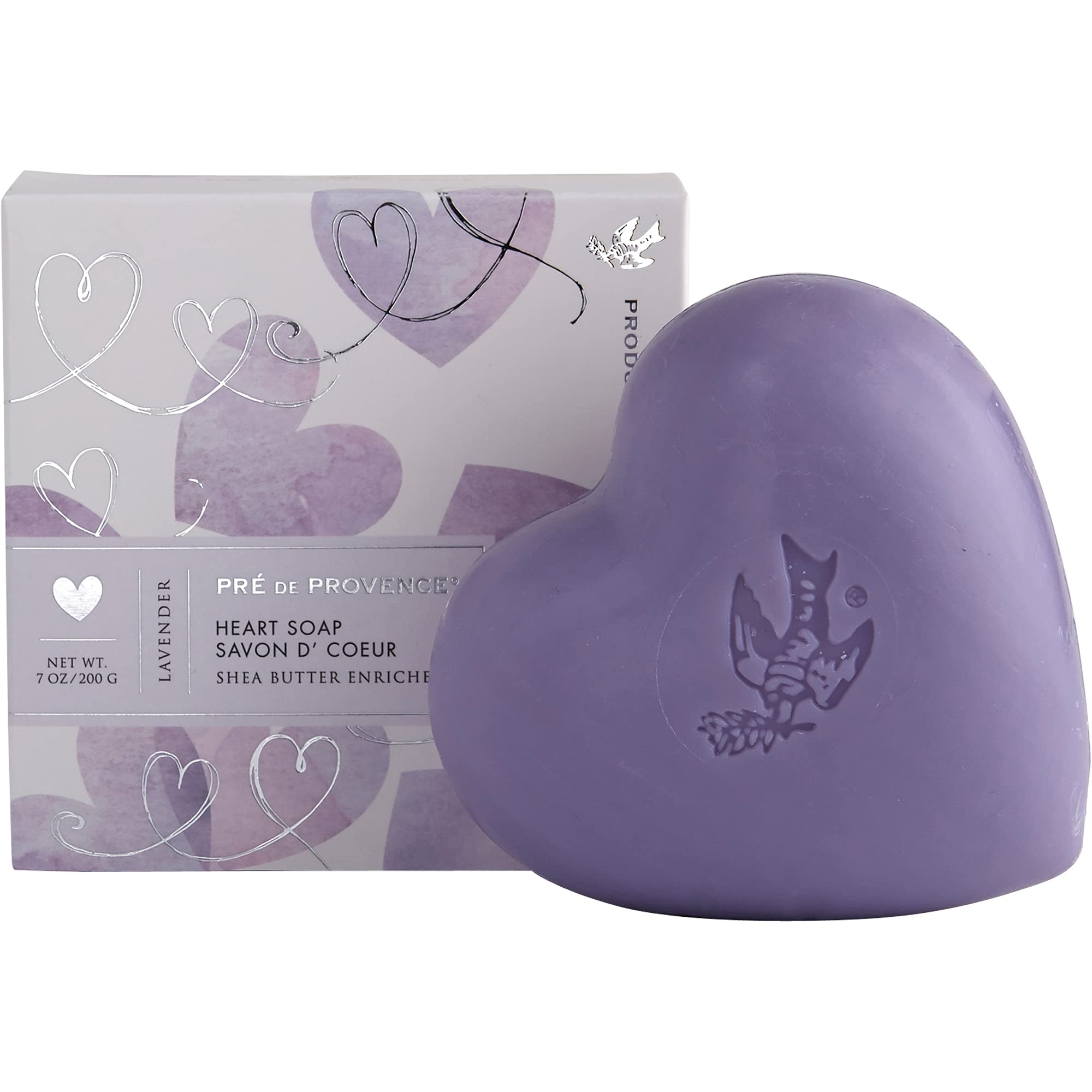 Pre de Provence Heart Shaped Gift Soap, 200 Gram, Lavender, (6282)