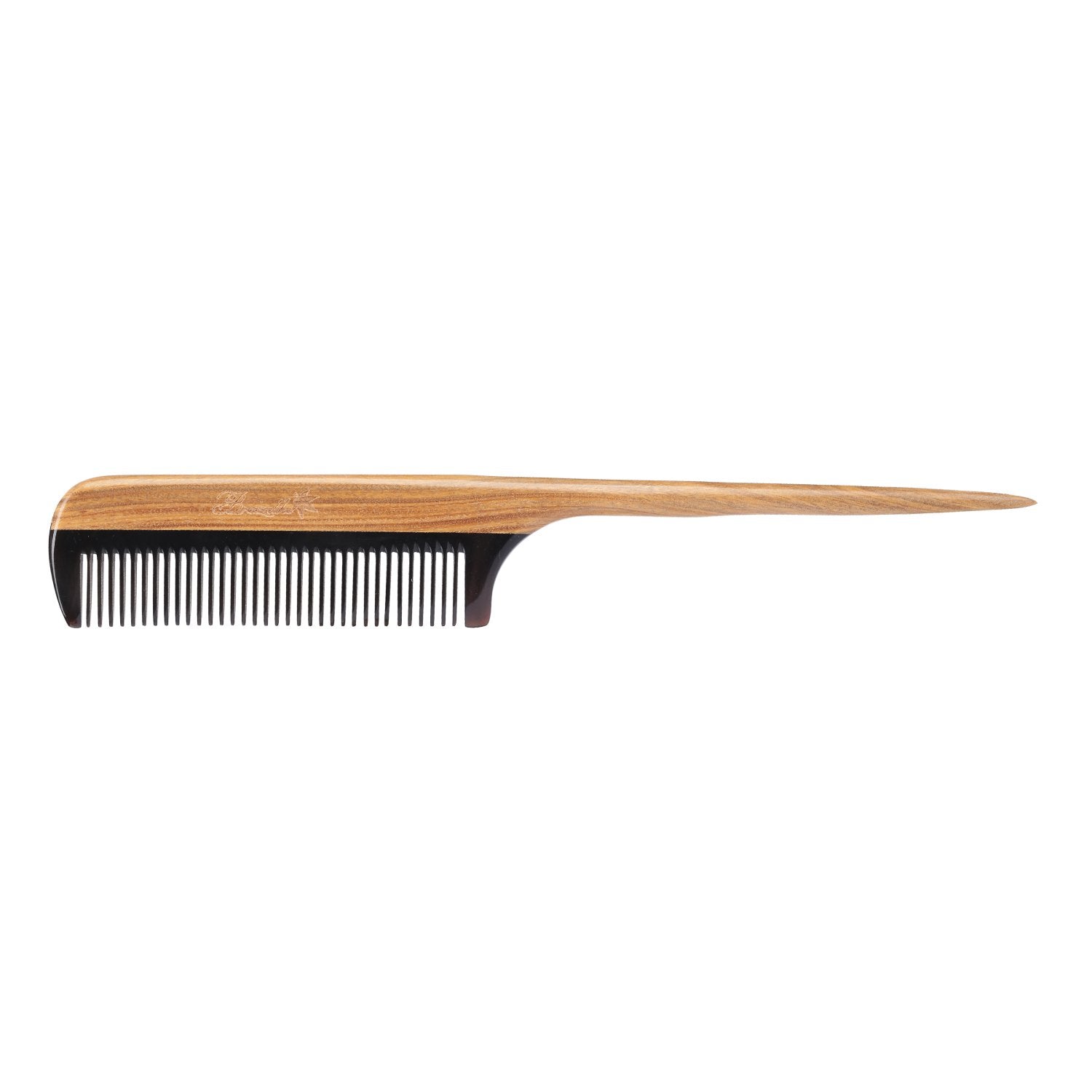 Breezelike No Static Black Buffalo Horn Comb Rat Tail Comb With Sandalwood Handle