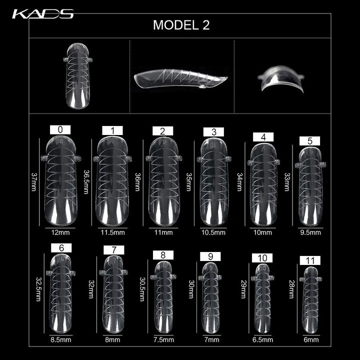 KADS 120PCS Clear Full Cover Dual Nail System Form UV Gel Acrylic Nail Art Mold Artificial Nail Tips with Scale for Extension (MODEL 2)