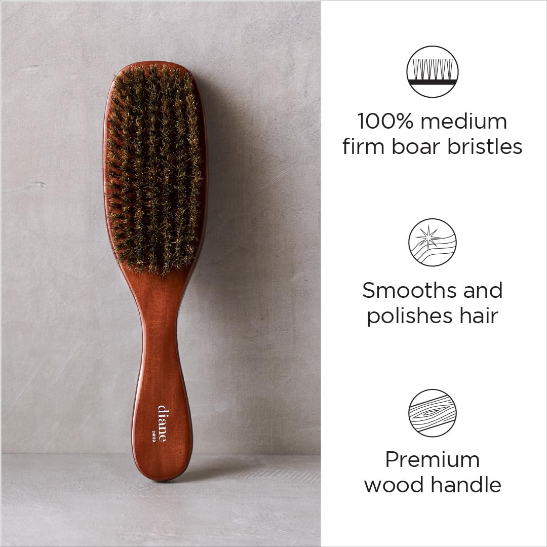 Diane Men's Wave Brush with Boar Bristle (6 Counts)