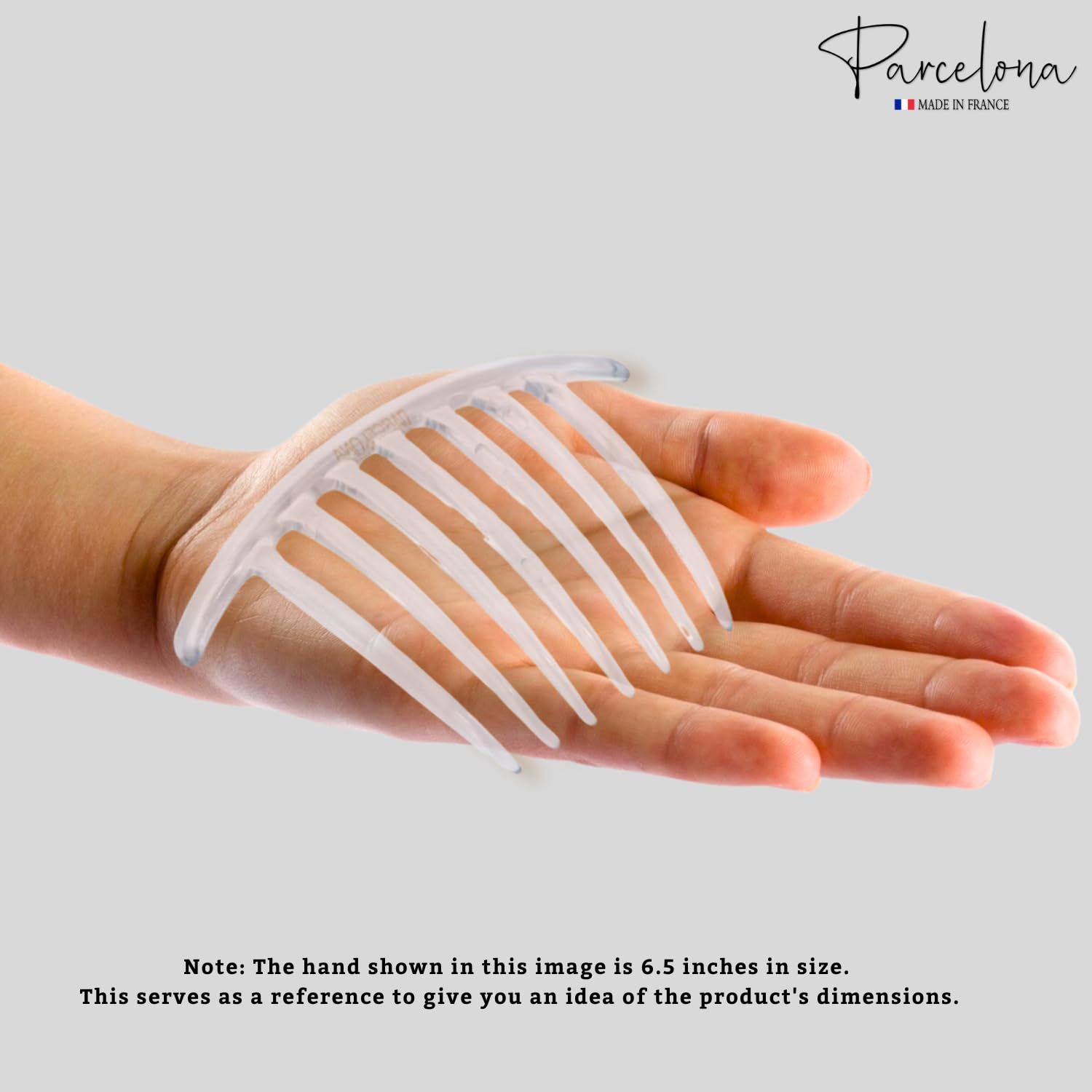 Parcelona French Twist 7 Teeth Clear Large 4 Celluloid Made in France Set of 2 Side Hair Combs for Women and Girls (Clear)