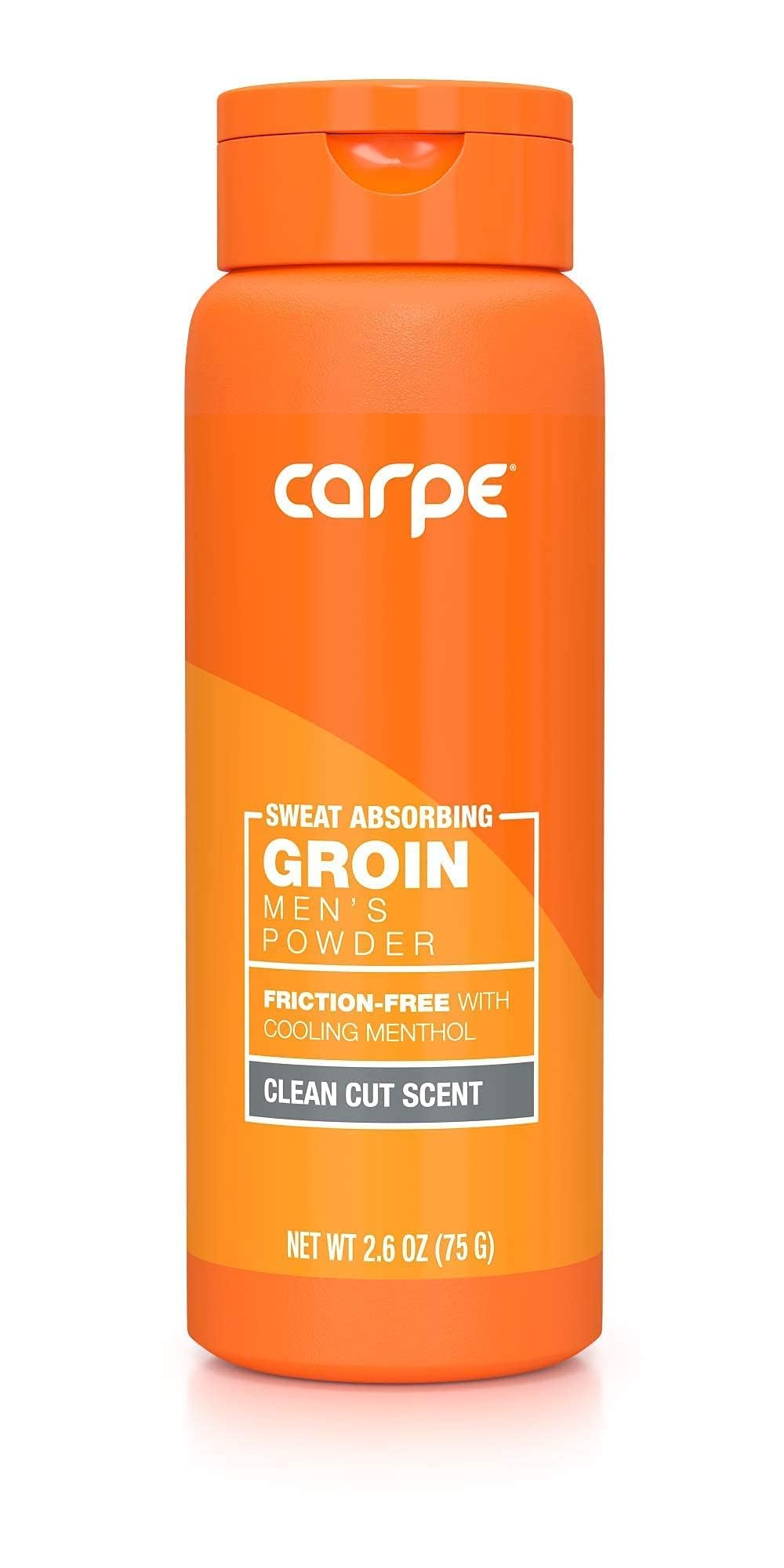 Carpe Sweat Absorbing Groin Powder (For Men) - Designed for Maximum Sweat Absorption - Mess and Friction Free, Stop Chafing