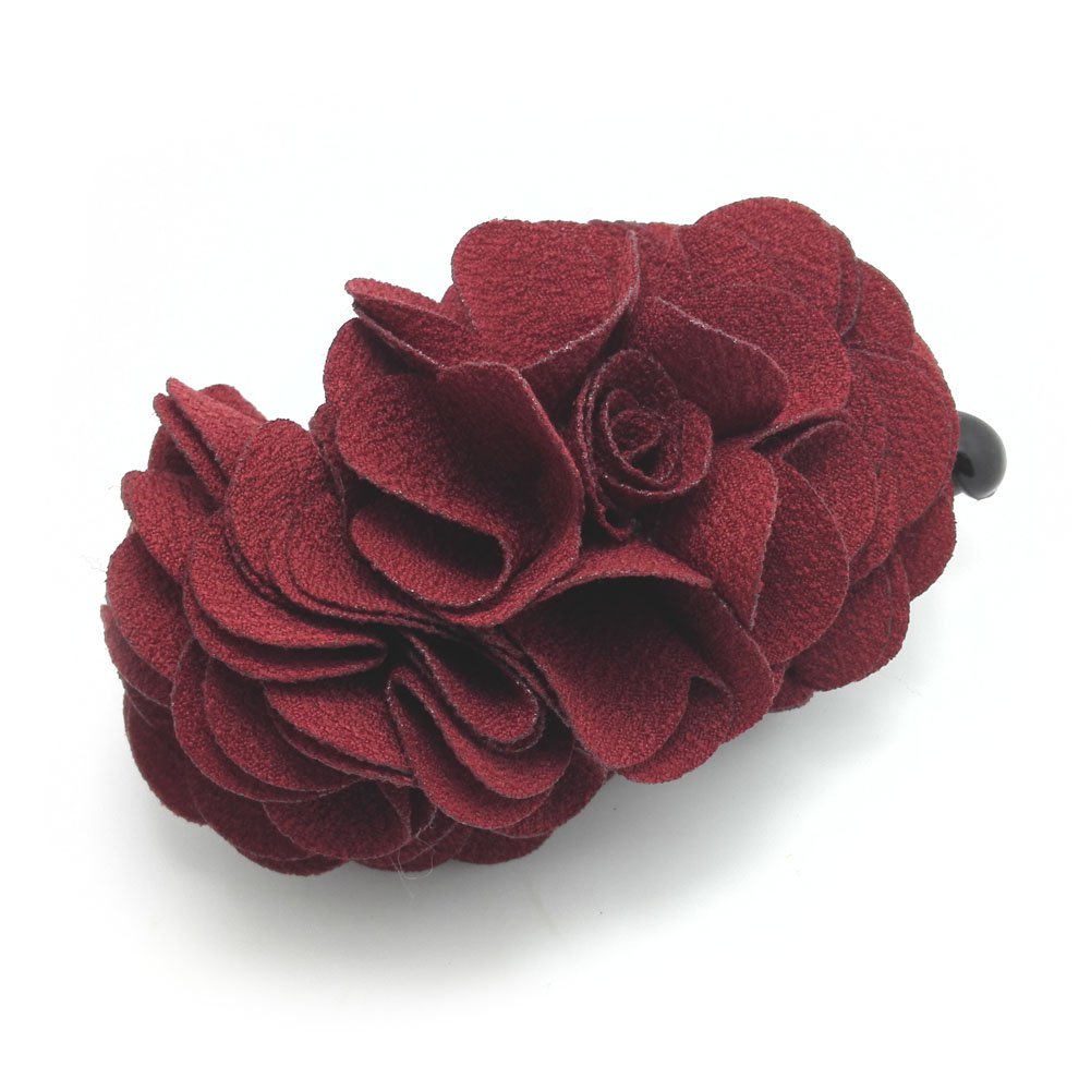 WineRed : Meilliwish Flowers Rose Hair Clip Ponytail Holder(H41)(WineRed)