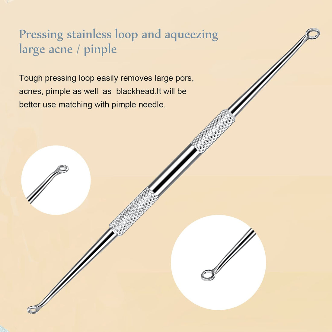 SKINOSM Blackhead Remover Acne Pimple Comedone Extractor Curved Whitehead Tweezers Tool Kit Treatment for Facial Skin Care Protect with Silver Metal Case (Tweezers Kit 6pcs)