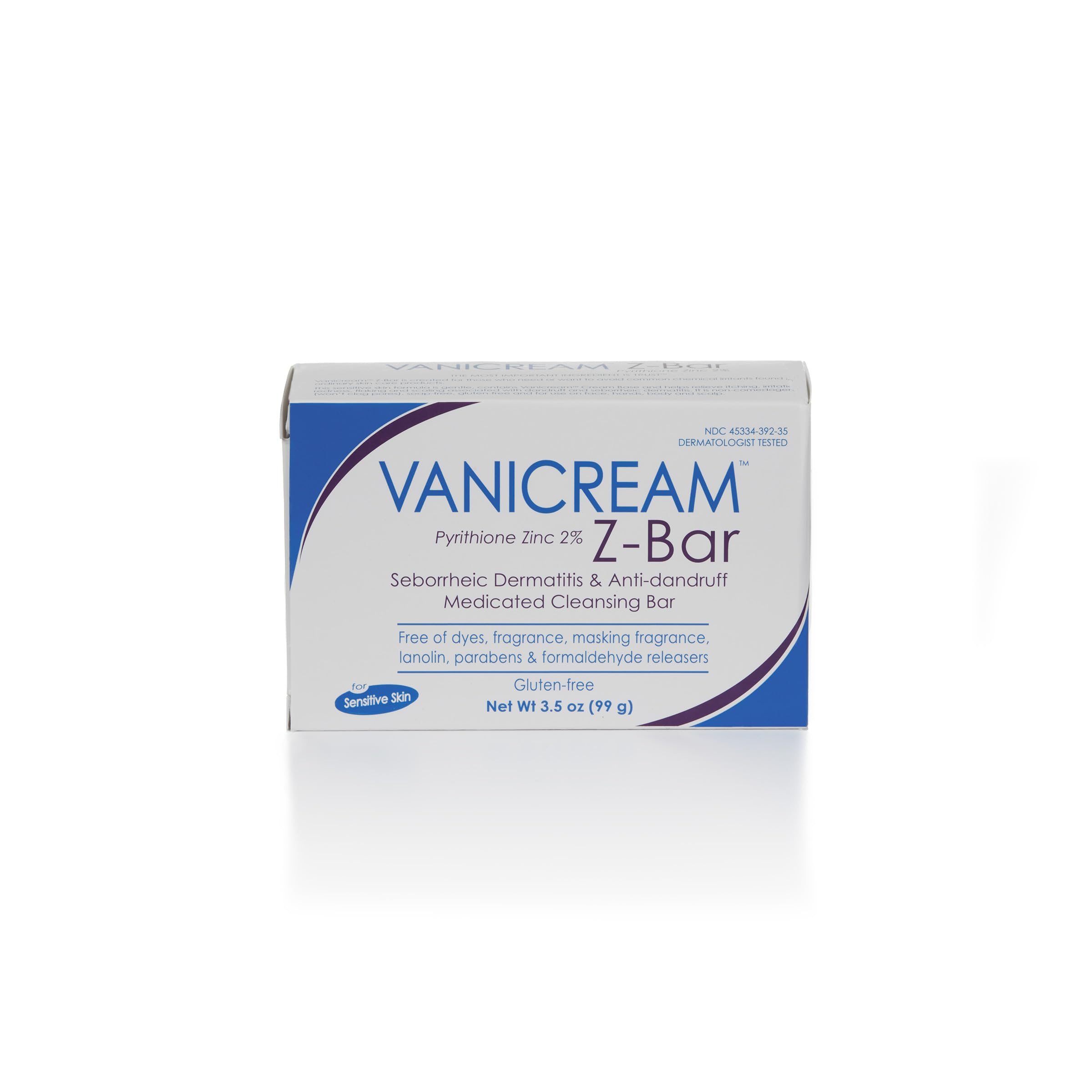 Vanicream Z-Bar, Seborrheic Dermatitis & Anti-dandruff Medicated Cleansing Bar, 2% Pyrithione Zinc Z-Bar Helps Relieve Itching, Redness and Flaking, 3.5 OZ