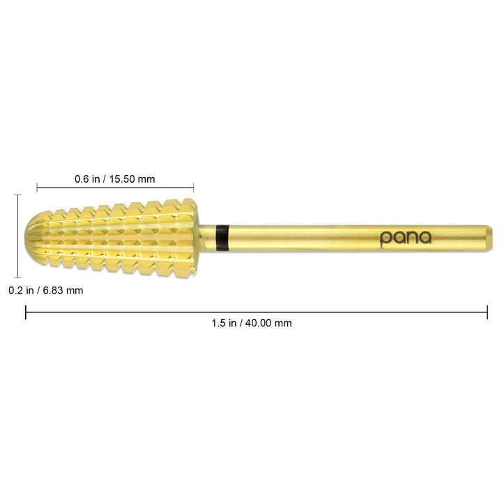 Upgraded PANA Volcano Nail Carbide Bit - Two Way Rotate use for Both Left and Right Handed use - Fastest remove Acrylic or Gel – For Manicure Drill Machine - 3/32 (Extra Coarse - XC, GOLD)