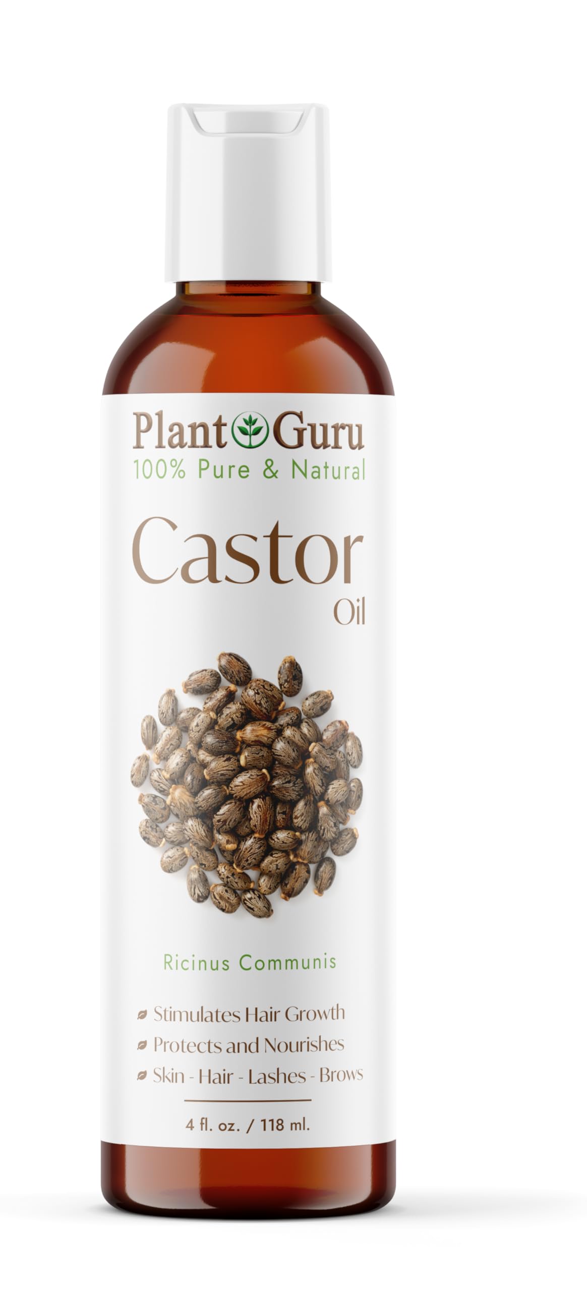 Castor Oil 4 fl. oz. Unrefined, 100% Pure Natural Hexane-Free, USP Grade, Hair Growth, Eyebrows and Eyelashes. Skin, Face and Body Moisturizer.