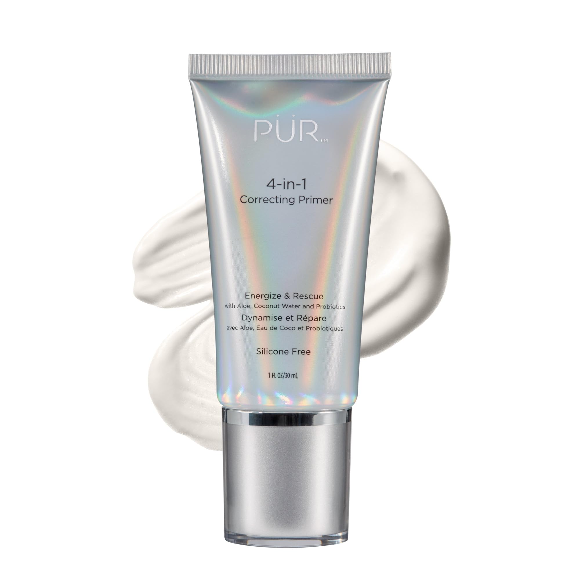 PUR Beauty 4-in-1 Correcting Primer, Energize & Rescue - Primer for Face Before Makeup - Primer Face Makeup for Women - Silicone-Free Make Up Hydrating Primer Helps Reduce Redness, 1 Fl Oz