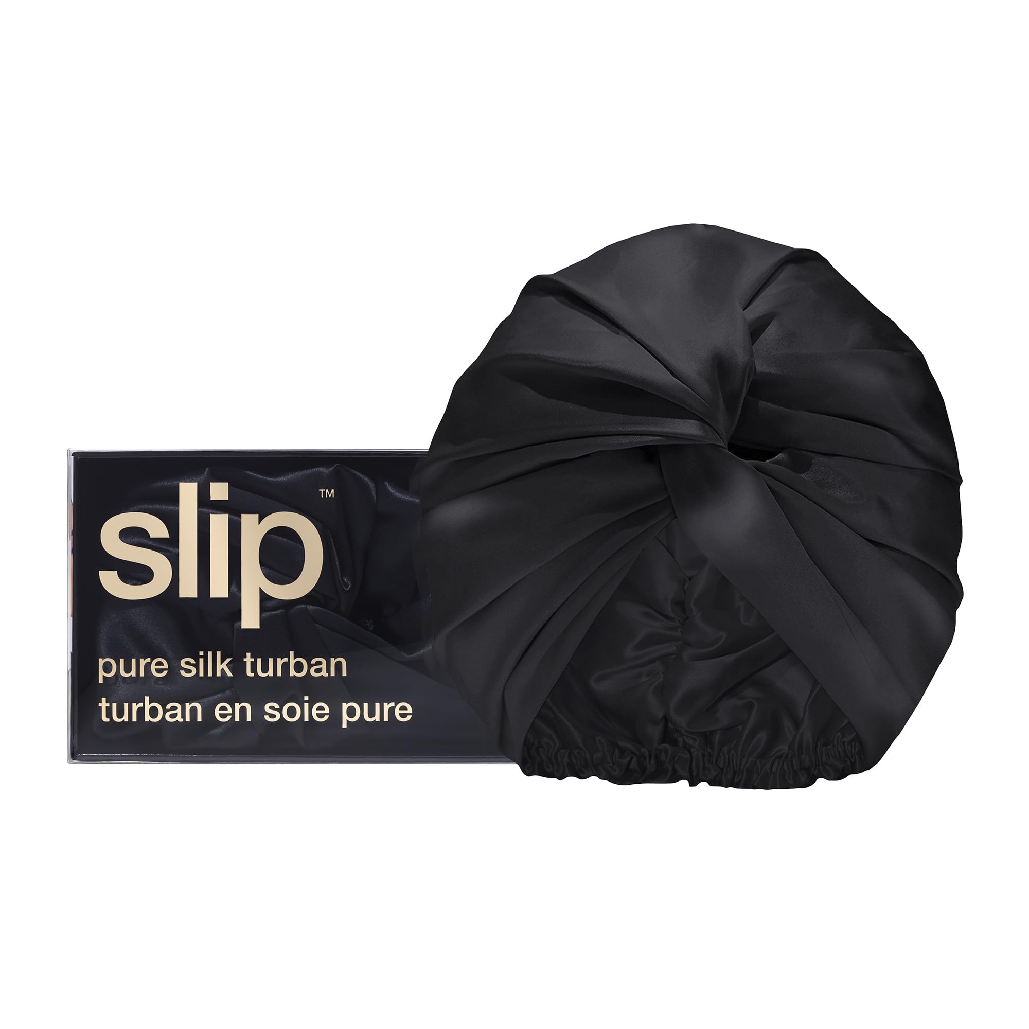 Slip Silk Black Turban - Slipsilk Pure Mulberry 22 Momme Silk