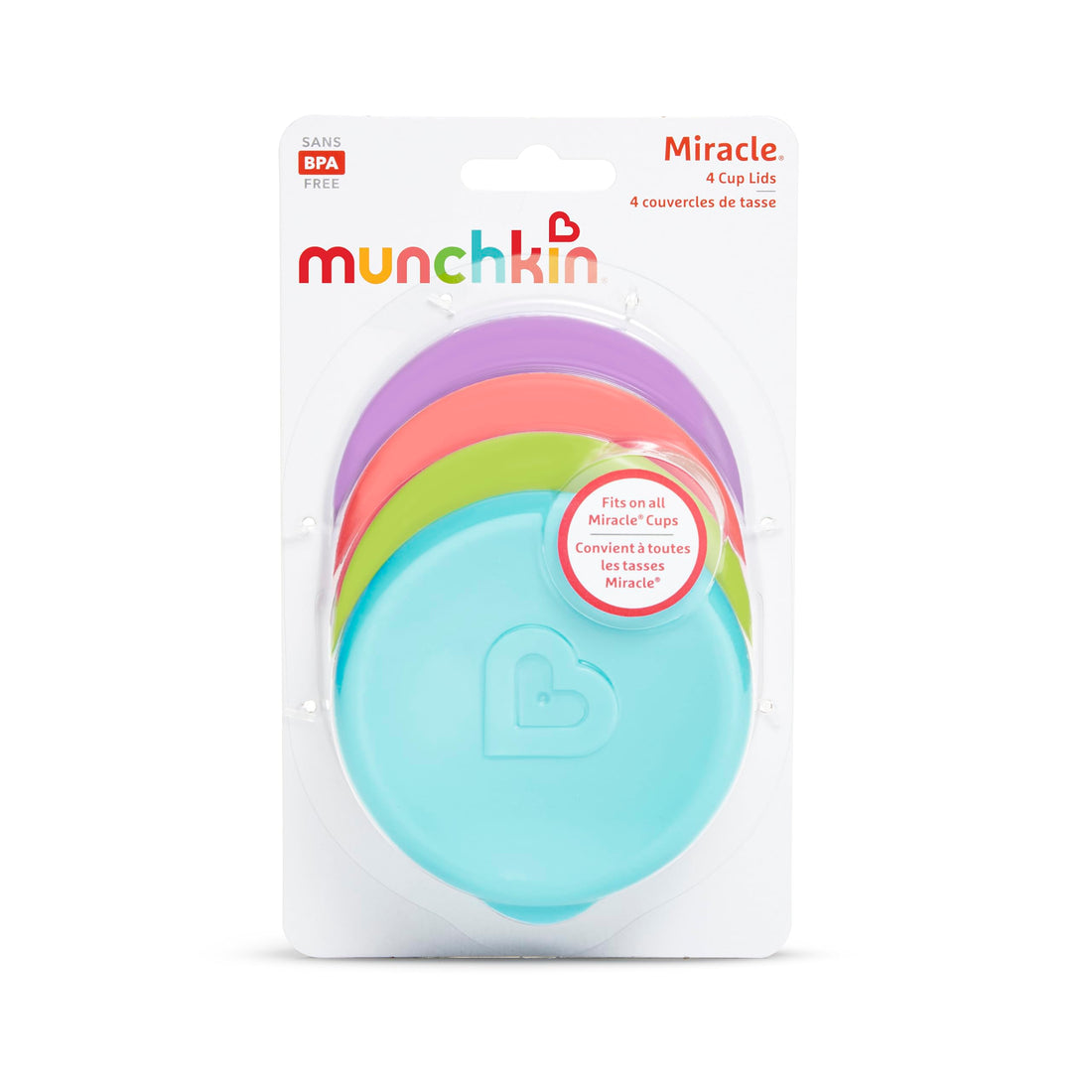 Munchkin® Miracle® 360 Sippy Cup Lids, 4 Count, Pink/Blue/Green/Purple