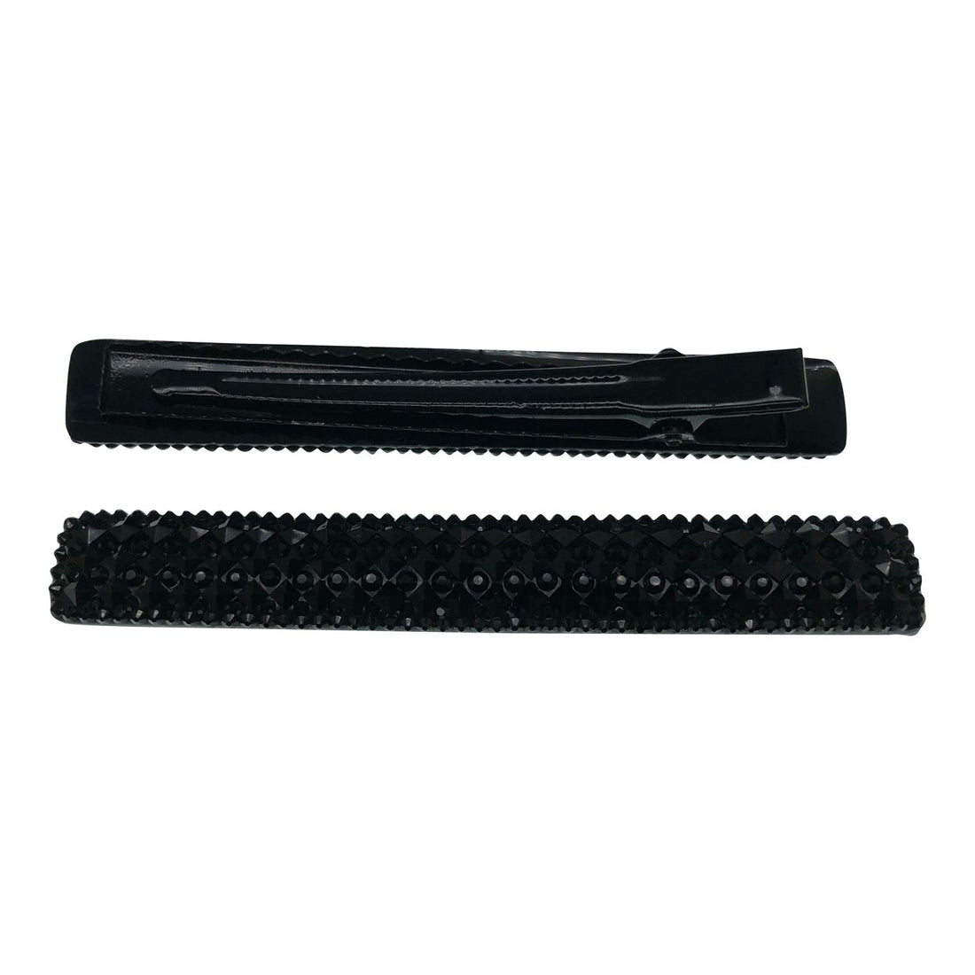 Black Crystal Metal Alligator Clips Duckbill Clips Hair Clips Rhinestone Stylish Hair Barrettes with Teeth Hair Pins Bobby Pin Hair Slide for Women Girl Hair Jewelry Accessories (Rectangle)