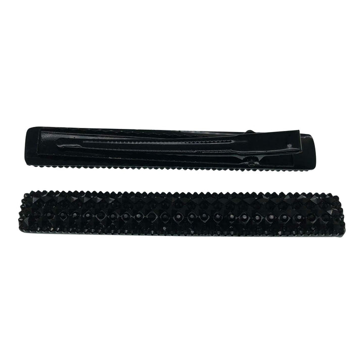 Black Crystal Metal Alligator Clips Duckbill Clips Hair Clips Rhinestone Stylish Hair Barrettes with Teeth Hair Pins Bobby Pin Hair Slide for Women Girl Hair Jewelry Accessories (Rectangle)