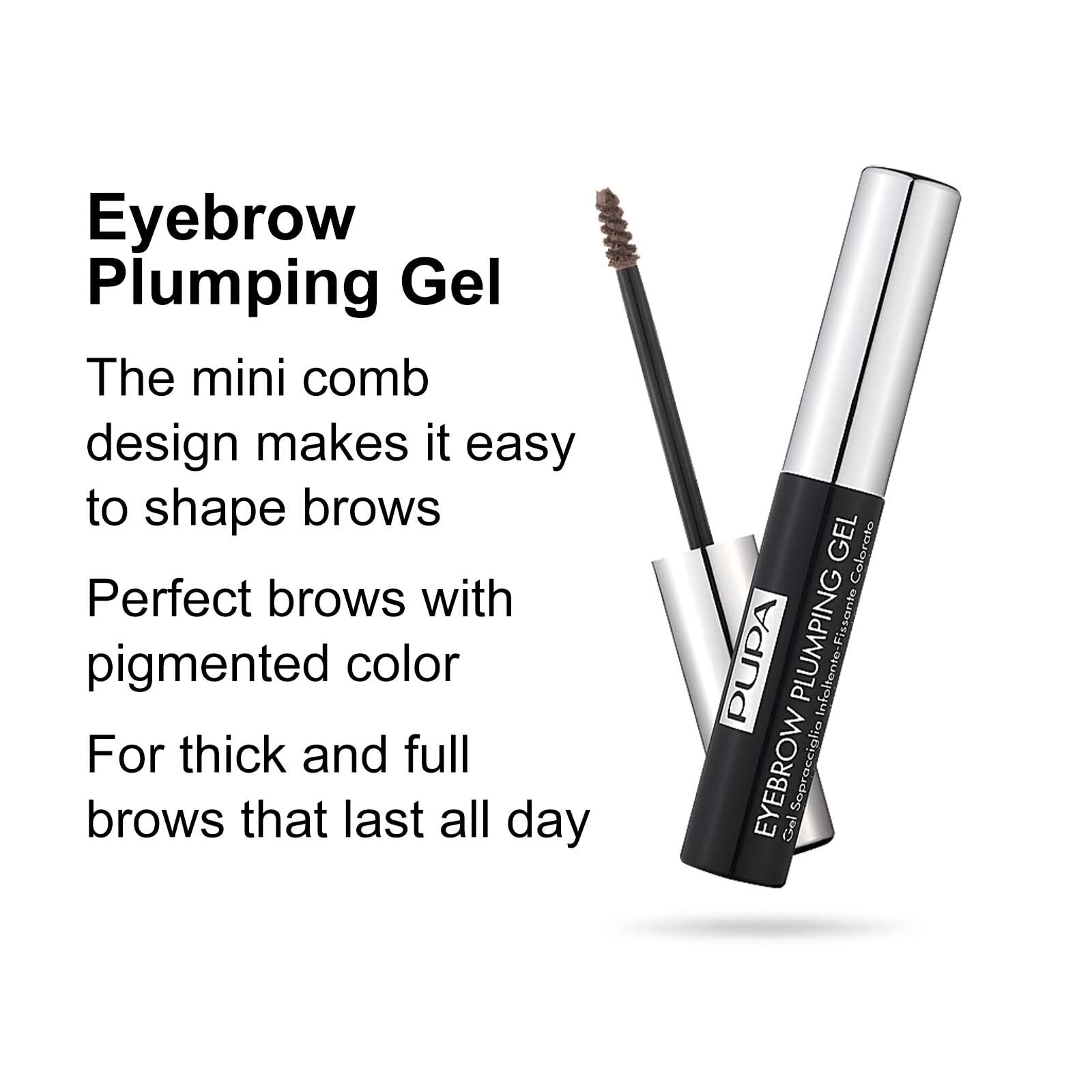 PUPA Milano Eyebrow Plumping Gel - Thickening and fixing eyebrow gel 0.13 fl oz (03 Dark) (PU040135003)