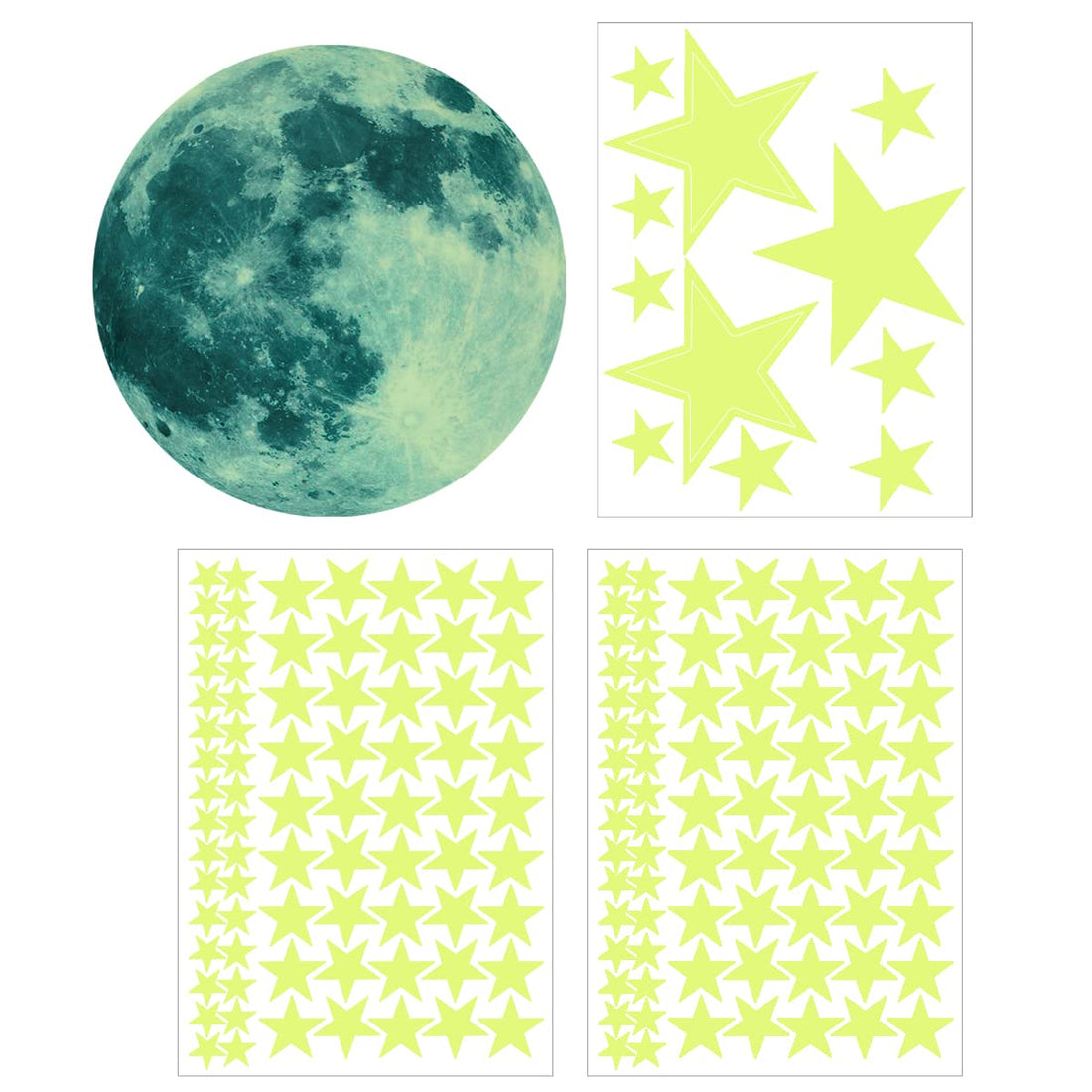 Glow Stars and Full Moon Wall Stickers for Starry Sky,Glowing Star Beautiful Wall Decals for Any Room,Beautiful Wall Decals for Kids Gift,Glow in The Dark Stars Light Your Ceiling