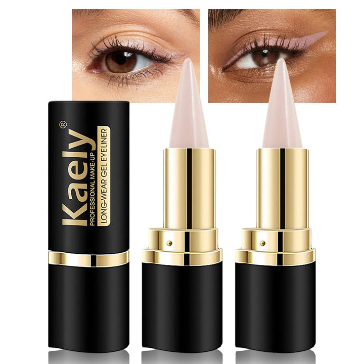 Kaely 2Pcs Dark Nude Gel Eyeliner Pencil, Natural Cream Eye Liner Waterproof Smudge Proof, Matte Waterline Eyeliner Eyeshadow Stick, Brighten Eye Makeup, Vegan & Cruelty-Free
