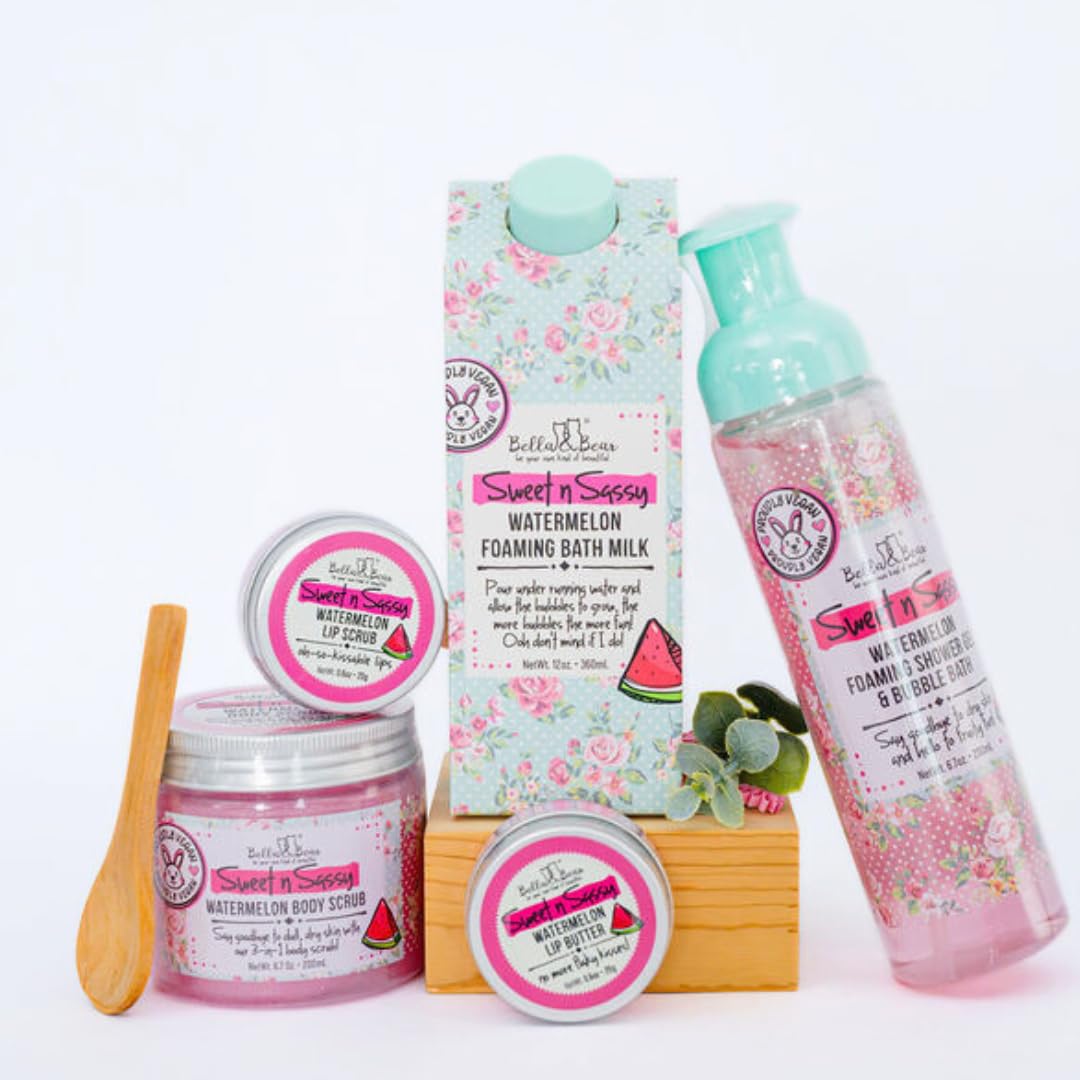 Bella & Bear Sweet n Sassy Watermelon Body Scrub, 3-in-1, 6.7 Oz, Exfoliating, Cleansing, Moisturizing