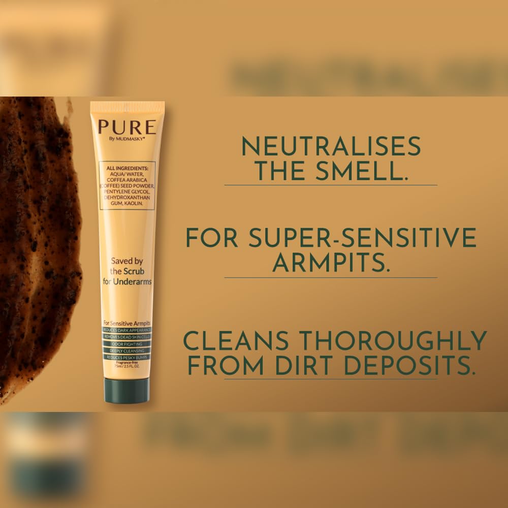 PURE by MUDMASKY Softening Saved by the Scrub For Underarms. Armpit Detox Scrub & Mask. Natural & Clean Body Scrub