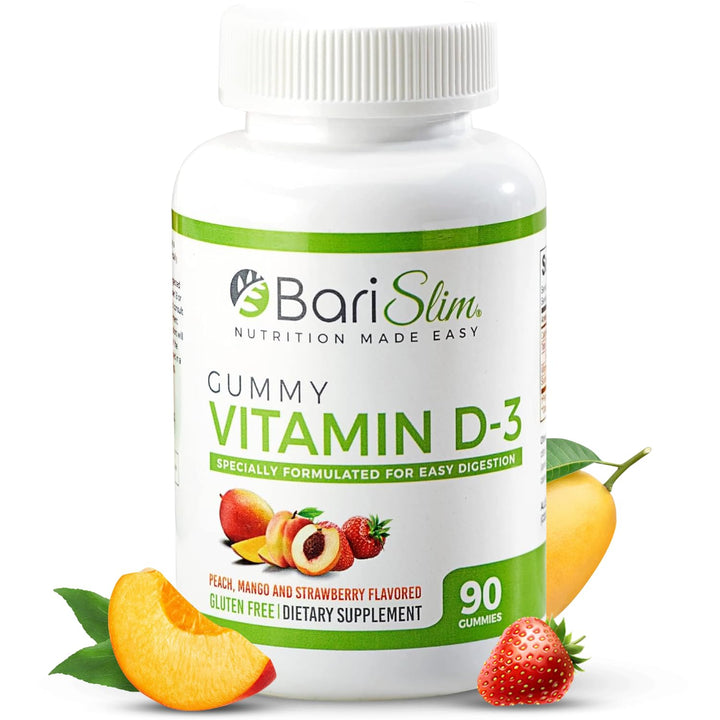 BariSlim Bariatric Vitamin D-3 Gummies - Specially Formulated Gummy Vitamin for Patients After Weight Loss Surgery - Easy to Digest and Great Tasting Fruit Flavors | 90 Fruit Chews