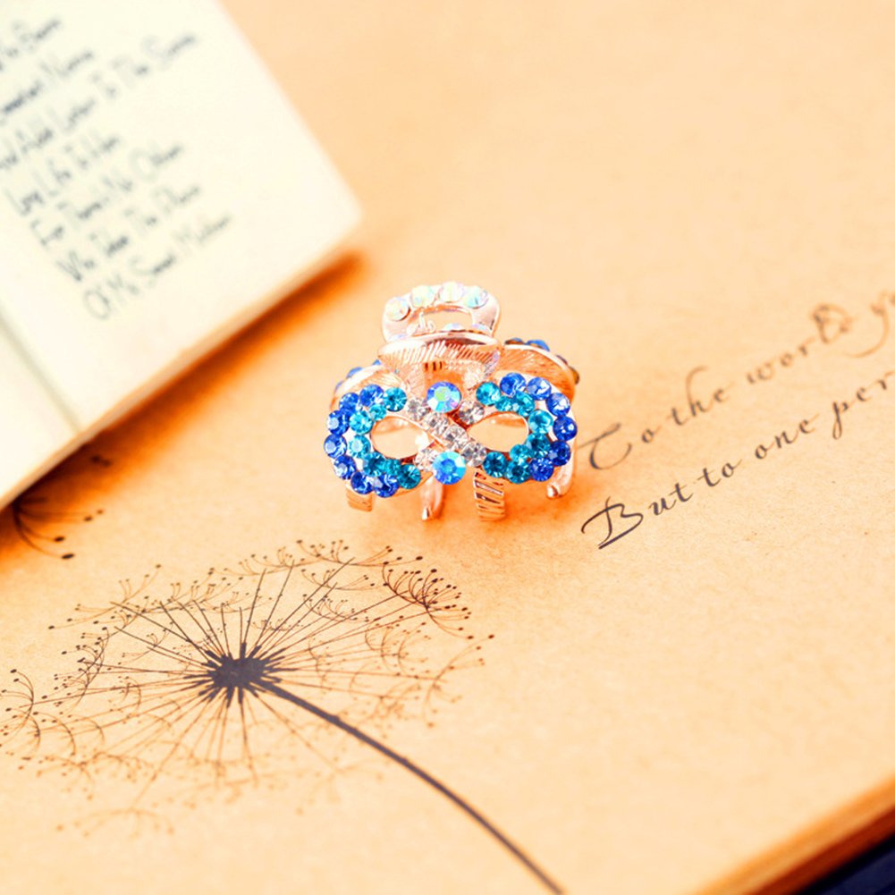 Casualfashion 4Pcs Cute Korean Fashion Hair Accessories, Mini Crystal Rhinestone Hair Claws Gripper Bangs Clips Holder