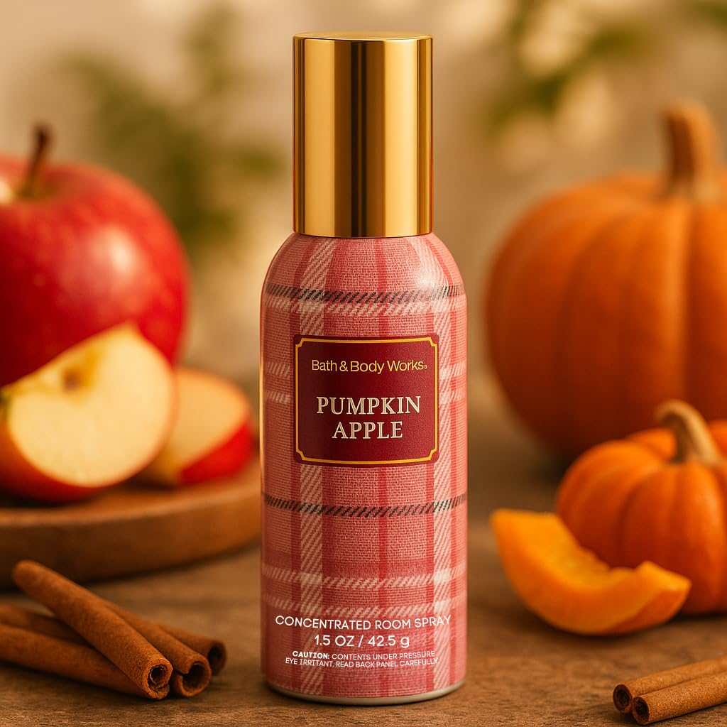 Bath & Body Works Pumpkin Apple Concentrated Room Spray 1.5 oz 42.5 g – Fall Home Fragrance with Red Apple, Spiced Pumpkin, and Ground Cinnamon