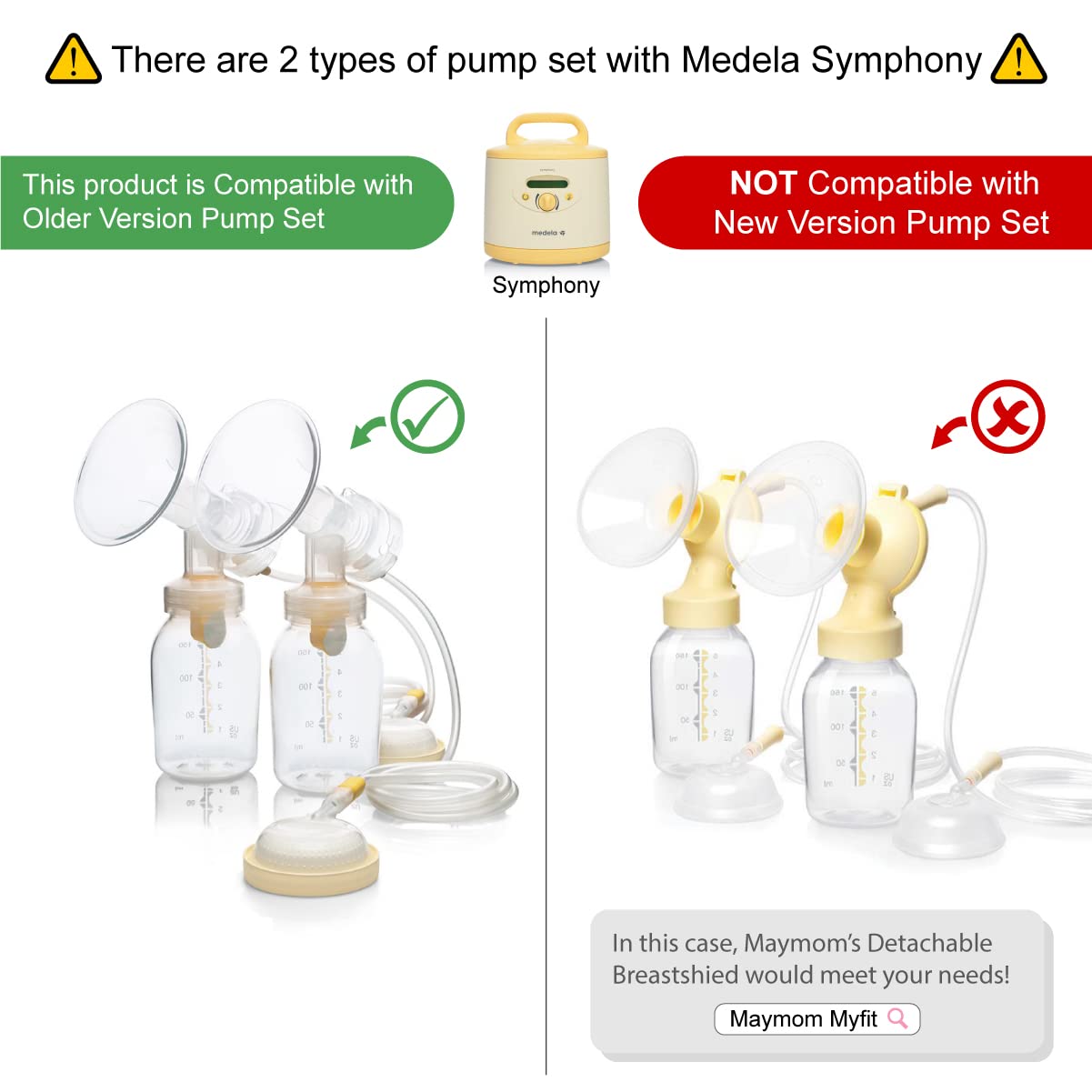21 mm 2xOne-Piece Small Breastshield w/ Valve and Membrane for Medela Breast Pumps; Replacement to Medela PersonalFit 21 Breastshield and Personal Fit Connector; Made by Maymom