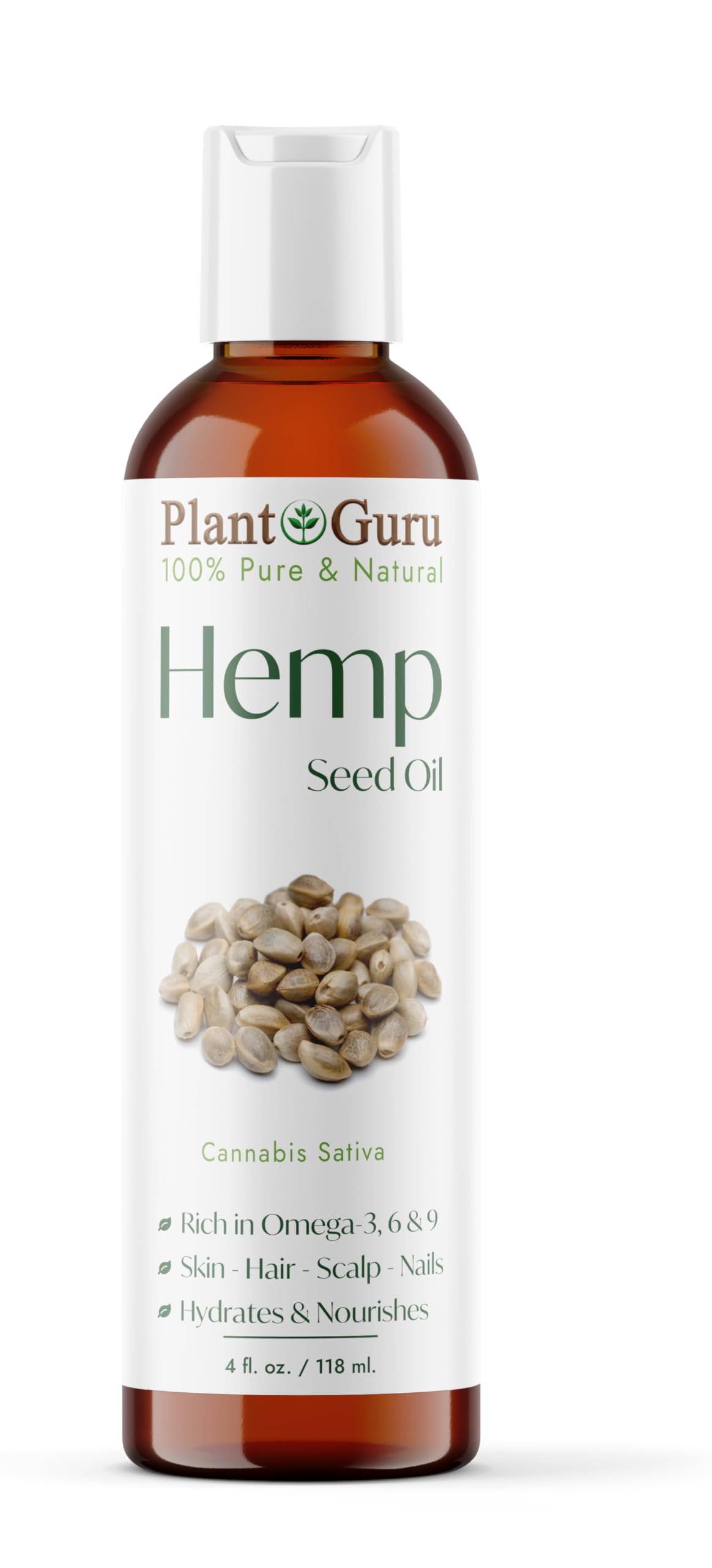 Hemp Seed Oil 4 oz. Virgin, Unrefined 100% Raw Pure Natural - Skin, Body And Hair Moisturizer. Works For Massage, Acne, & More!