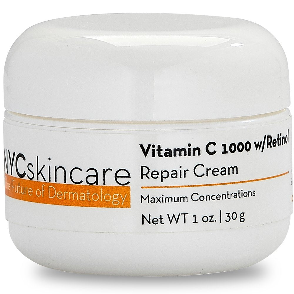 Vitamin C w/Retinol 1,000 Cream for Face | w/Jojoba Oil, Squalane & Antioxidants | Professional Quality | May Help Smooth Appearance of Fine Lines & Wrinkles, Brightens Complexion 1oz