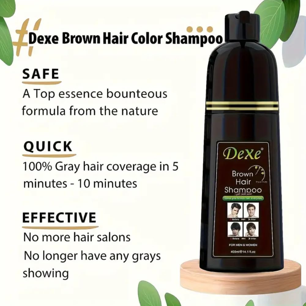 Vedora Instant Brown Hair Shampoo 400ml - Semi-Permanent D e X e brown Hair Dye shampoo for Natural Hair, Lasts 30 Days, Fast Acting Formula for Men & Women (Brown)