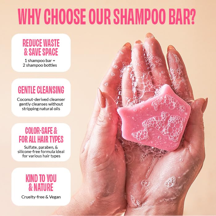 FoxyBae Solid Shampoo Bar for Hair - with Rice Protein, Biotin, Monoi Oil, & Shea Butter - Nourishes, Strengthens, Smoothes - for Women & Men - California Dreamin' - 2.5 Oz